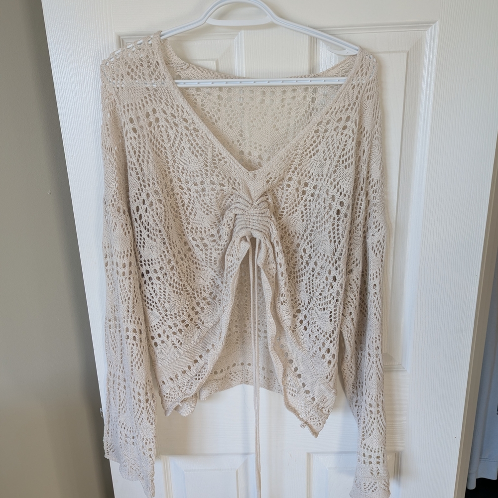 Adjustable Cream Knit Sweater